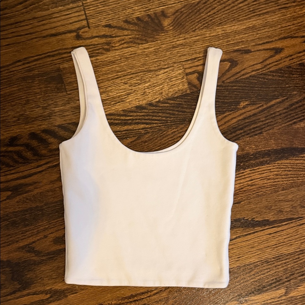 Women's Scoop Neck White Tank Crop Top